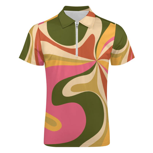 Men's 70s Groovy Polo Shirt | Retro Polo Shirt Men | Multicolor Disco Polo