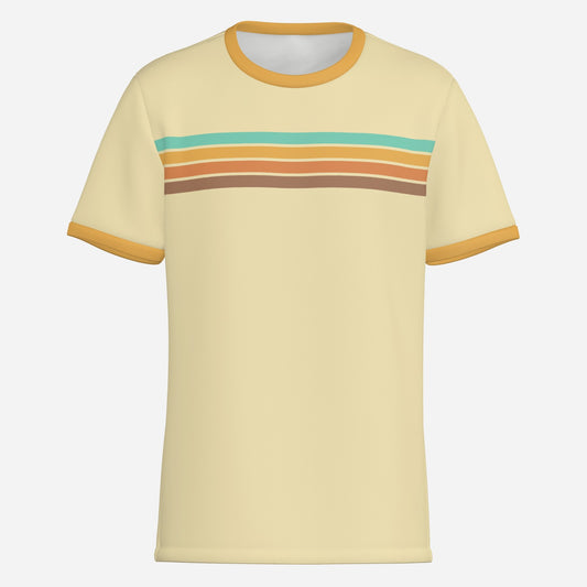 Men’s 70s Retro T-Shirt | Multicolor Stripe Cotton Tee | Vintage 70s 80s Style Graphic T-Shirt