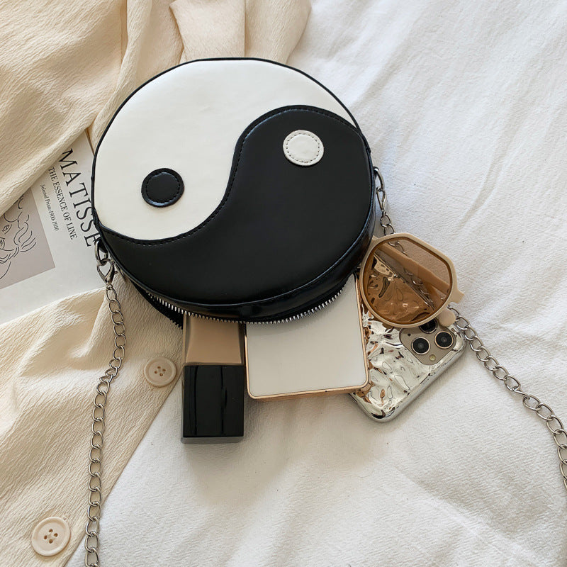 Yiny Yang Handbag, Women's Round Black and White Ying Yang Handbag, Creative Handbag, Zen Handbag
