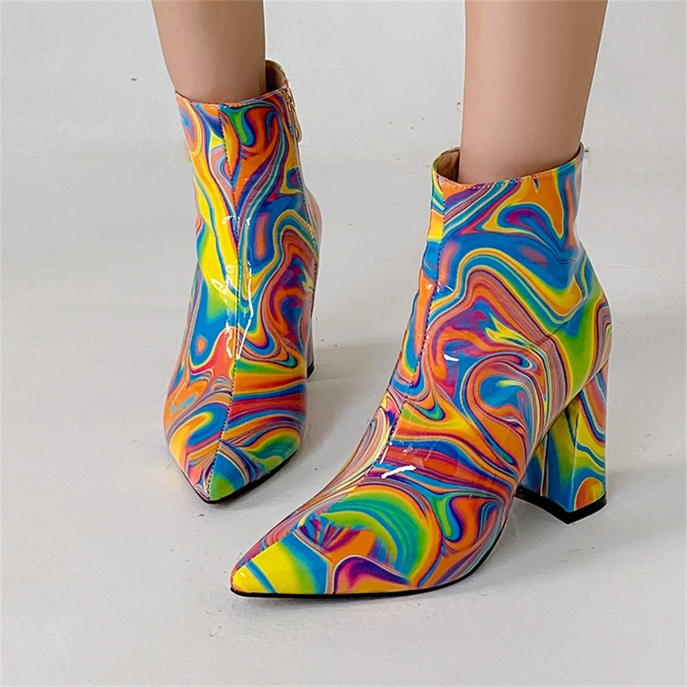 Groovy Psychedelic 70s boots, 70s Style Ankle Boots, Hippie Boots, 70s Style Boots