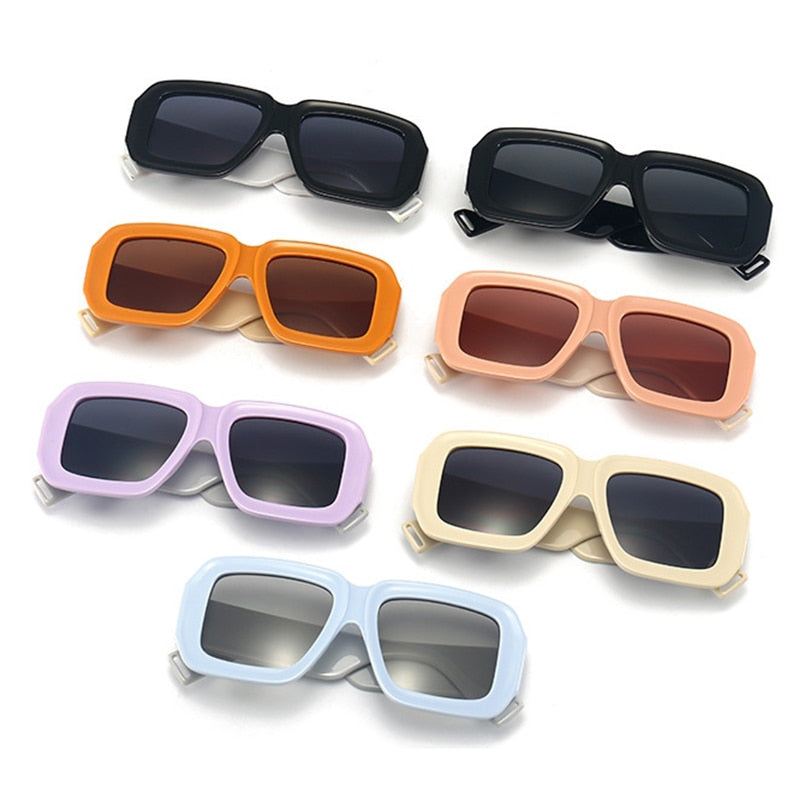 Women's Retro Square Sunglasses, Checker Square Sunglasses, Vintage Style Sunglasses