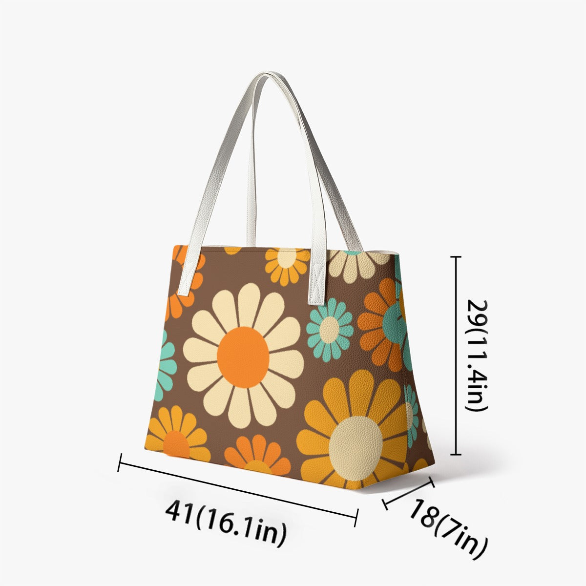 Mod 60s Retro Handbag | Vintage-Inspired PU Leather Tote | Floral Print Shoulder Bag