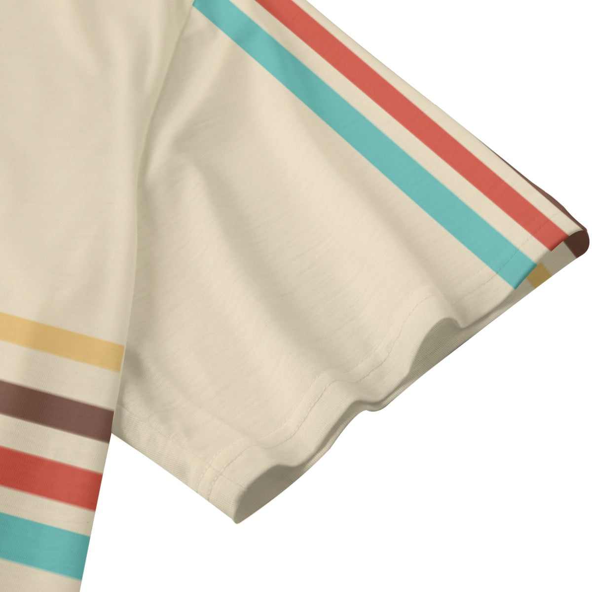 Eco-T-shirt, Retro 70s Style Tshirt, Beige Stripe Tee, 70s Stripe Tshirt, Vintage Tee, V-neck T-shirt