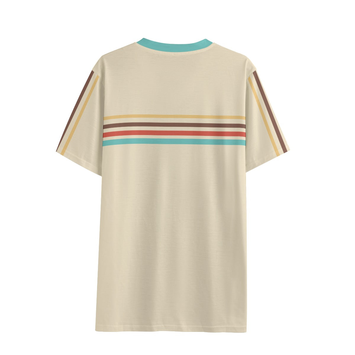 Eco-T-shirt, Retro 70s Style Tshirt, Beige Stripe Tee, 70s Stripe Tshirt, Vintage Tee, V-neck T-shirt