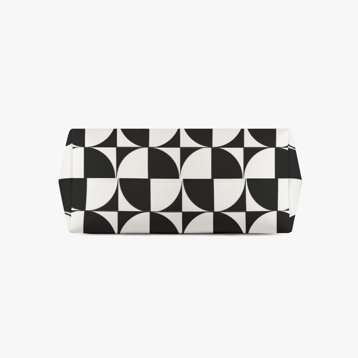Mod 60s Geometric Tote Bag | Black & White Retro Handbag | Vintage-Inspired PU Leather Shoulder Bag