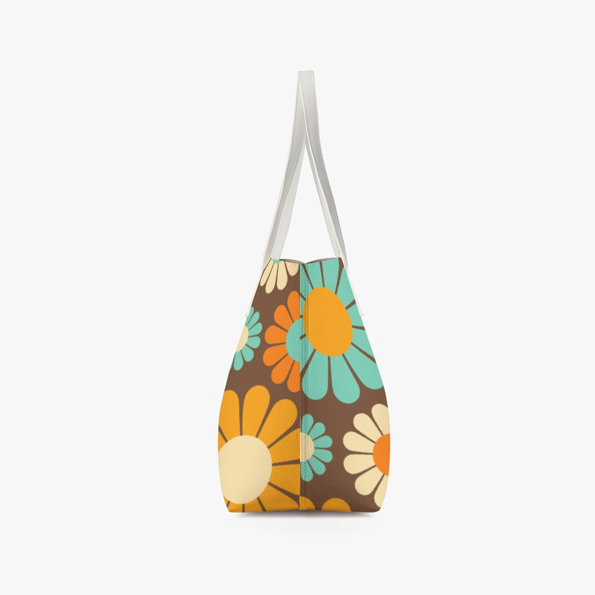 Mod 60s Retro Handbag | Vintage-Inspired PU Leather Tote | Floral Print Shoulder Bag