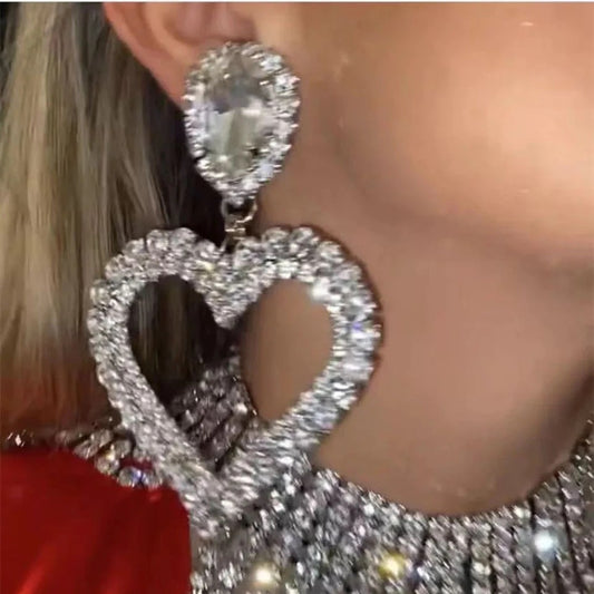 Heart Shaped Earrings, Diamond Heart Earrings