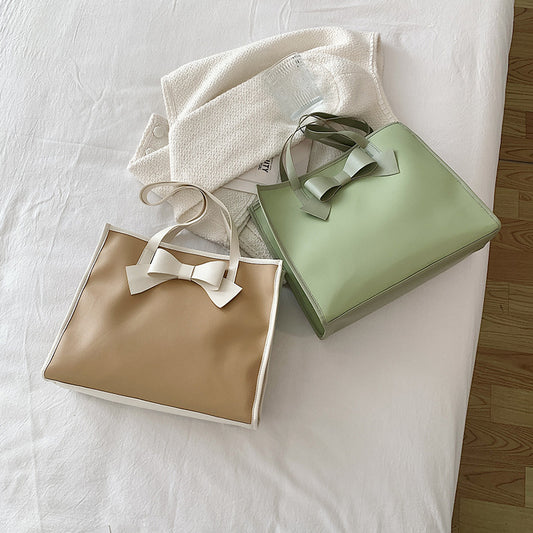 Mint Green Bow Handbag, Brown Bow Tote Bag