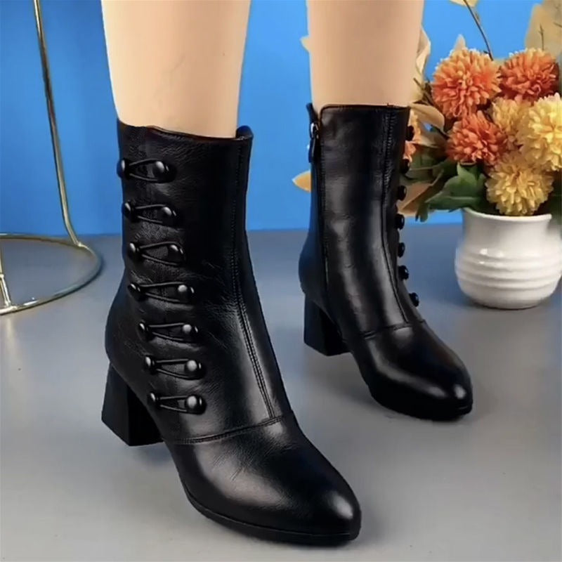 Black Ankle Boots, Low Heel Army Boots, Mod boots, 60s inspired boots, Vintage Style Boots