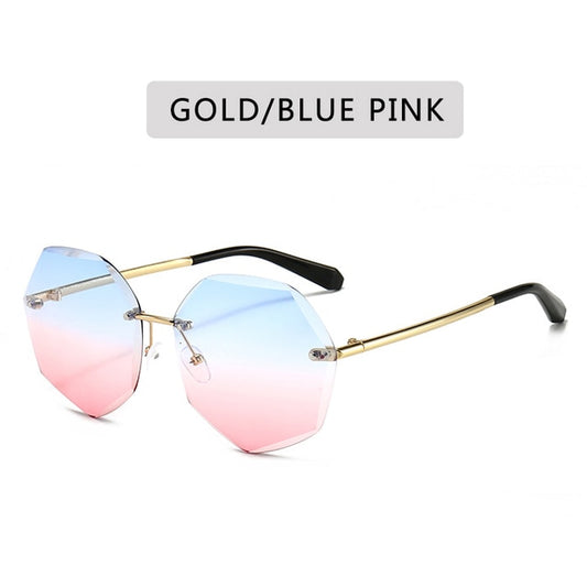 Women's Pink Blue Gradient Sunglasses UV400, Geometric Sunglasses
