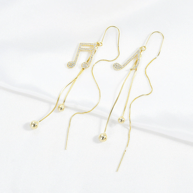 Music Earrings, Music Note Earrings, Music Lover earrings, Gold Tassel Earrings