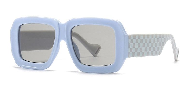 Women's Retro Square Sunglasses, Checker Square Sunglasses, Vintage Style Sunglasses