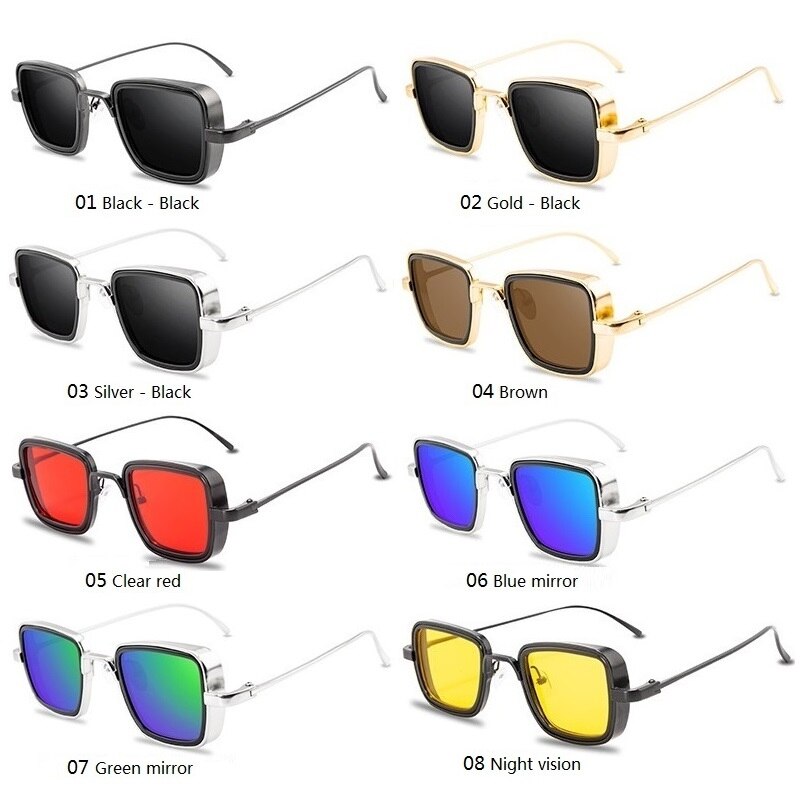 Unisex Vintage Steampunk Sunglasses, Retro Square sunglasses, Metal Square Sunglasses, UV400 Sunglasses