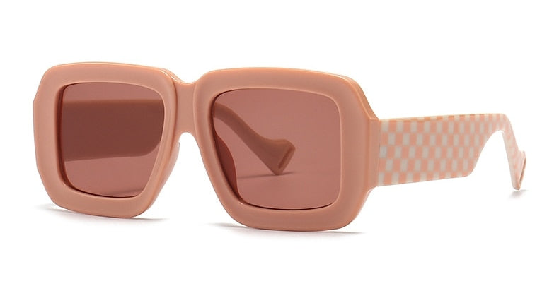 Women's Retro Square Sunglasses, Checker Square Sunglasses, Vintage Style Sunglasses