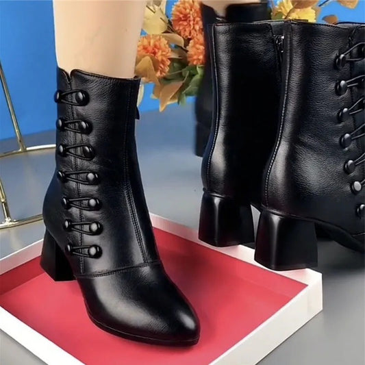 Black Ankle Boots, Low Heel Army Boots, Mod boots, 60s inspired boots, Vintage Style Boots