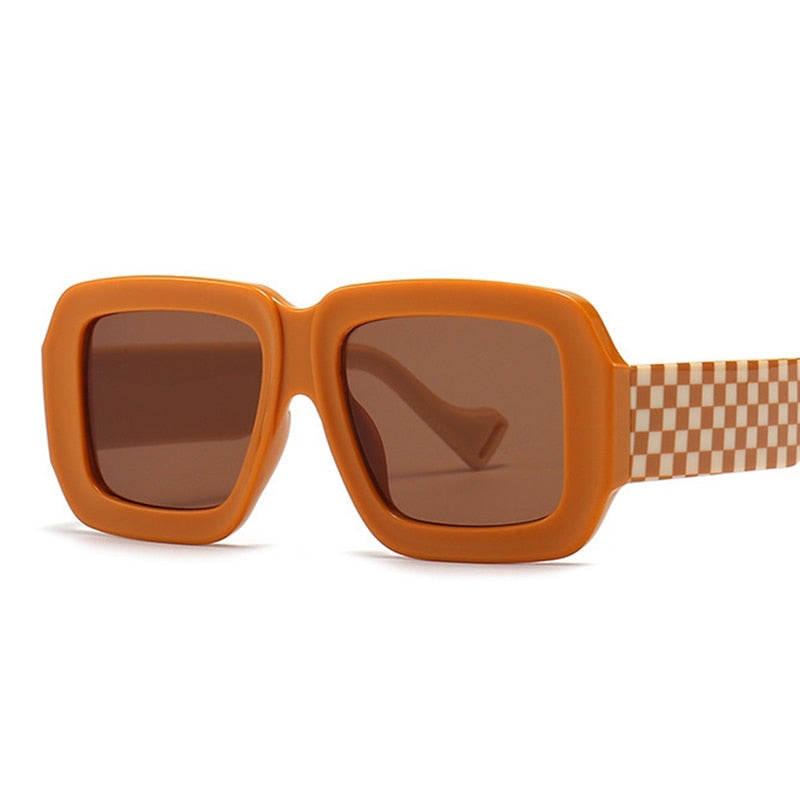 Women's Retro Square Sunglasses, Checker Square Sunglasses, Vintage Style Sunglasses