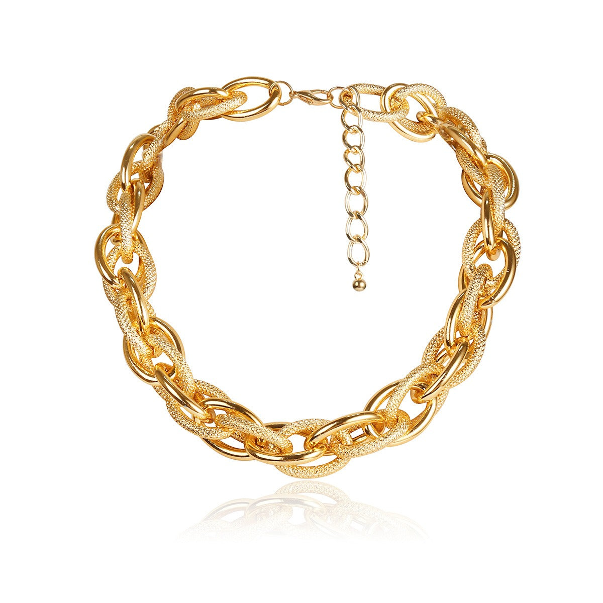 High Fashion Gold Chain Necklace, Textured Gold Necklace, Chain Necklace