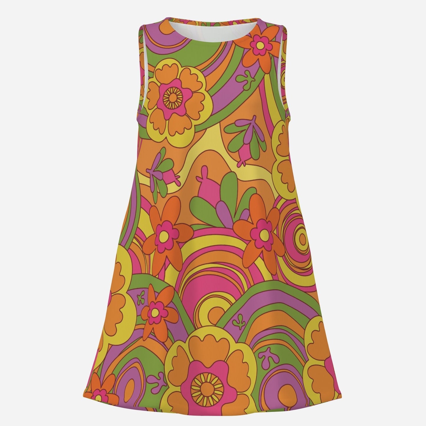 60s Dress Style | Retro Floral Mod Mini Dress | Sleeveless Tent Dress | 60s inspired Go Go Dress