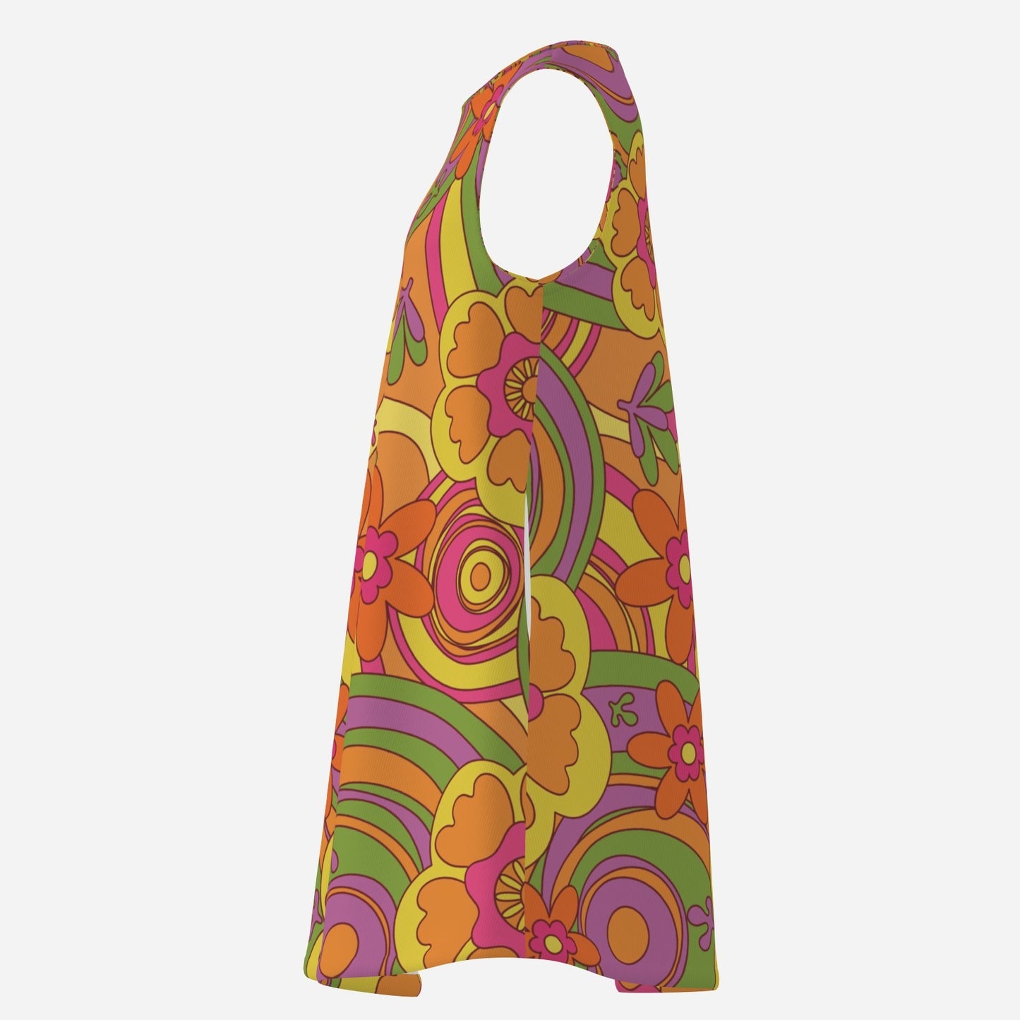60s Dress Style | Retro Floral Mod Mini Dress | Sleeveless Tent Dress | 60s inspired Go Go Dress