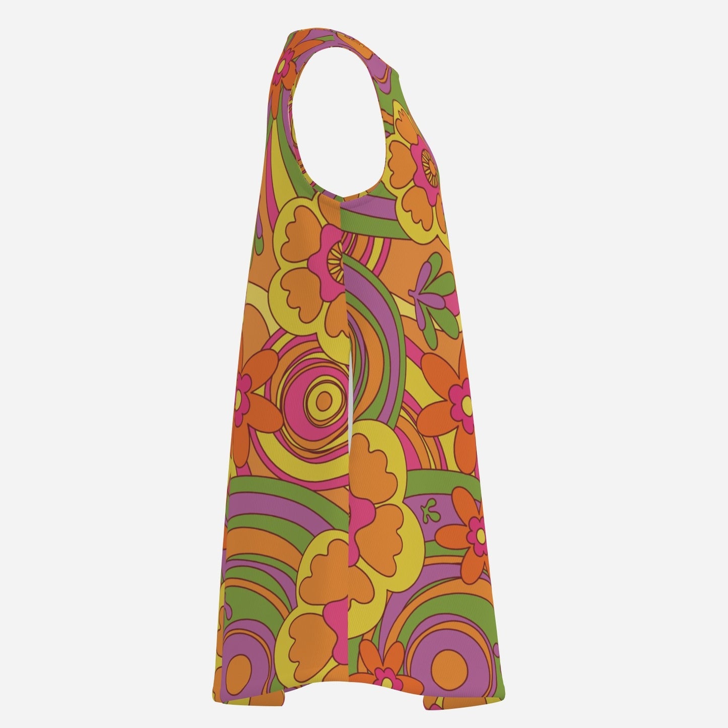 60s Dress Style | Retro Floral Mod Mini Dress | Sleeveless Tent Dress | 60s inspired Go Go Dress