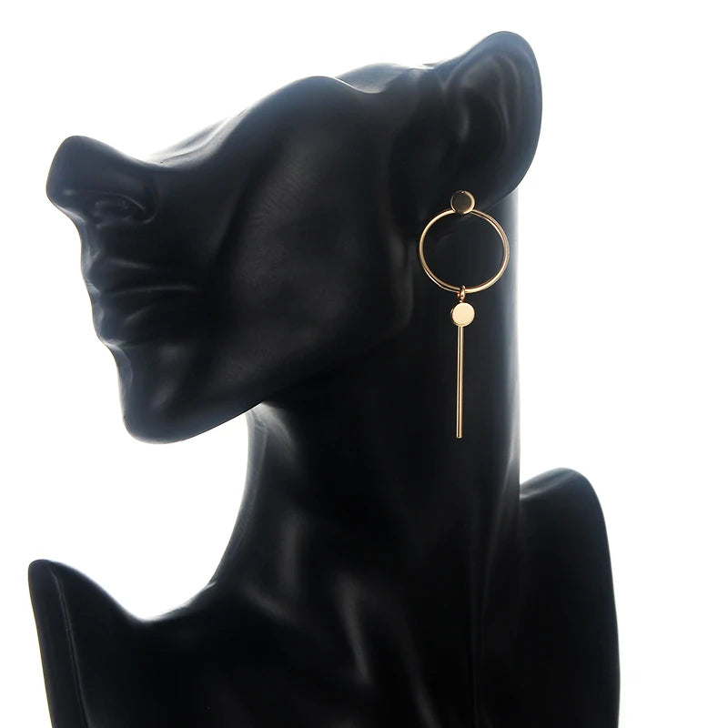 Gold Geometric Circle Earrings, Silver Geometric Earrings, High Fashion Earrings