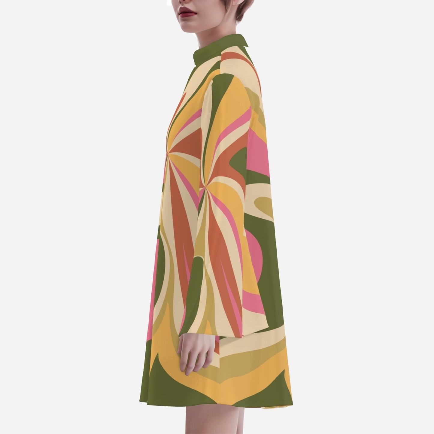 70s Dress Style, Bell Sleeve Dress, 70s mini dress, Boho Dress, Groovy 70s Style Dress, Bohemian dress, Hippie Dress, Multicolor Tent Dress