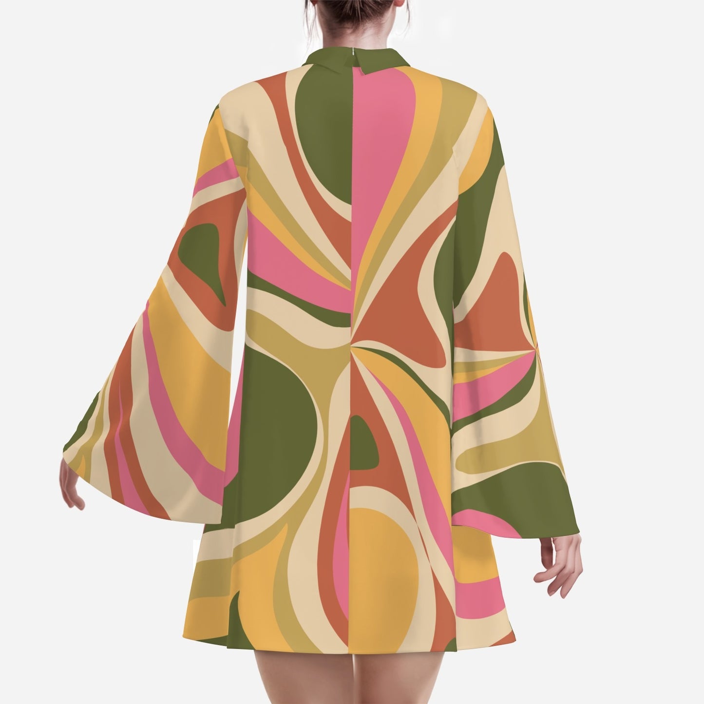 70s Dress Style, Bell Sleeve Dress, 70s mini dress, Boho Dress, Groovy 70s Style Dress, Bohemian dress, Hippie Dress, Multicolor Tent Dress