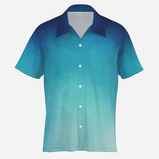 Men's Blue Ombre Shirt, Men's Ombre Blue Button Down Shirt, Unique Short Sleeve Shirt Men