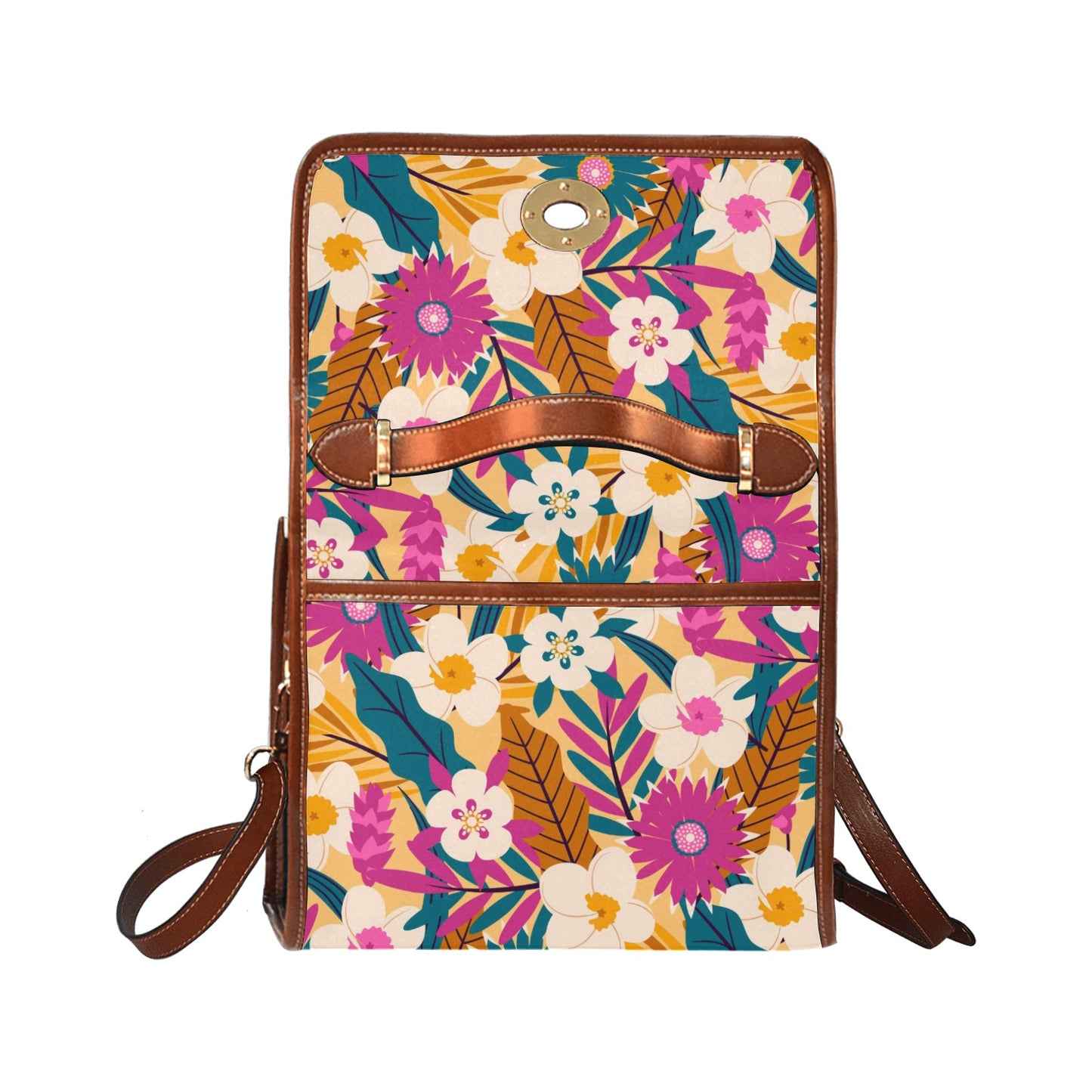 Women's Handbag, Retro Floral Handbag, Retro Handbag, Pink Teal Floral Handbag, Floral Purse, Vintage style handbag, Floral Satchel