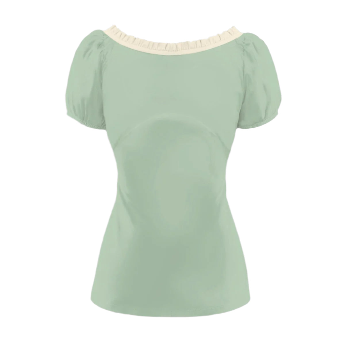 Mint Green Babydoll Blouse – Vintage 40s Style Puff Sleeve Top | Mint Green Bow Tie Blouse | Retro Top