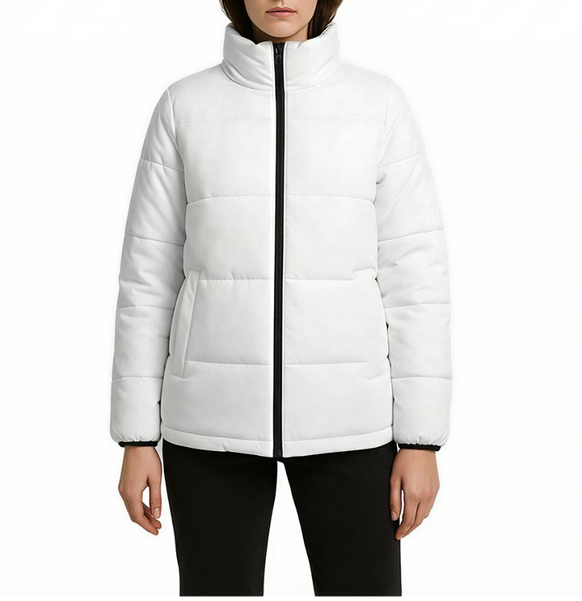 Unisex Black Houndstooth Puffer Jacket | Retro 60s Inspired Cotton Filled Winter Jacket