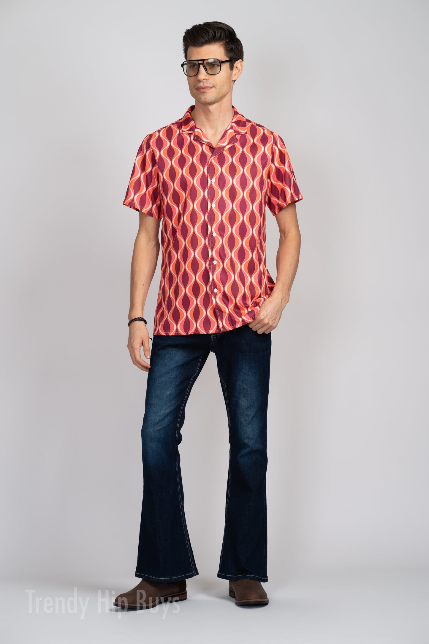 Retro Shirt Men, Retro Top, Mid Century Style Top, Mod 60s Style Shirt, Vintage Style Top, Maroon Shirt, Hawaiian Shirt, Dress Shirt