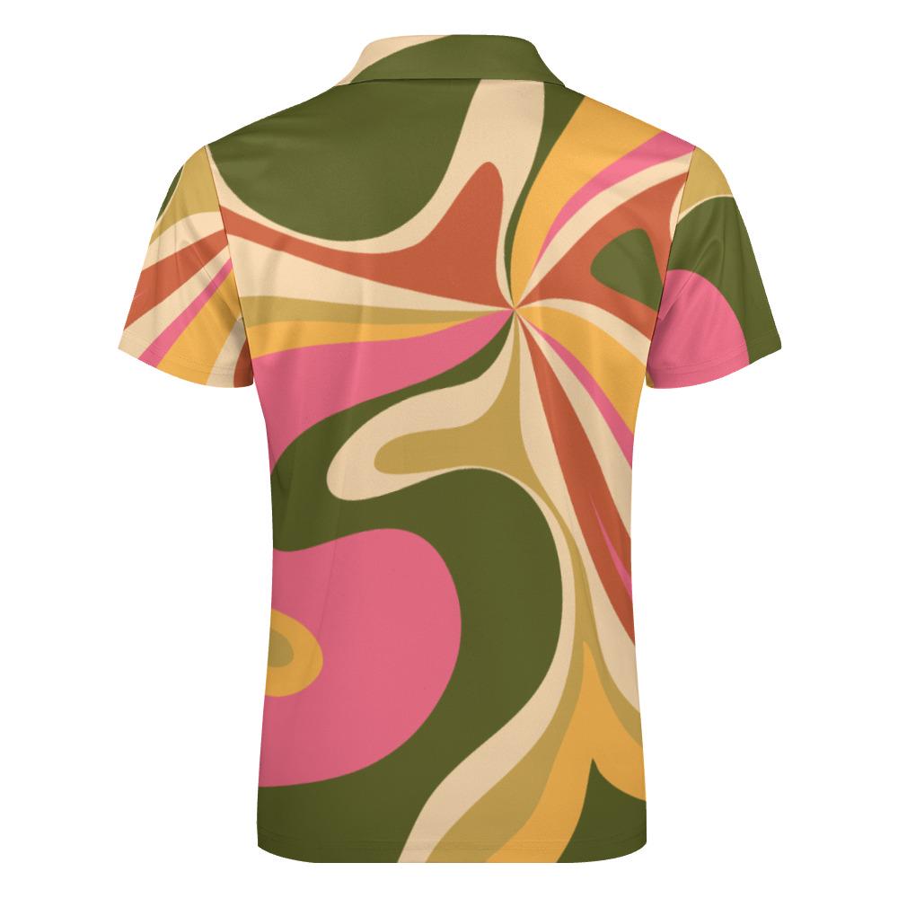 Men's 70s Groovy Polo Shirt | Retro Polo Shirt Men | Multicolor Disco Polo