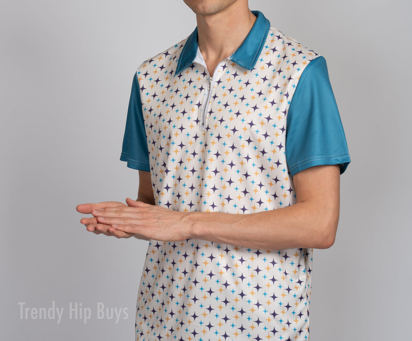 Polo Shirt Men, Men's Polo Shirt, Retro Shirt Men, 50s 60s style shirt, Mid Century Shirt Style, Retro Polo Shirt, Retro Turquoise Shirt