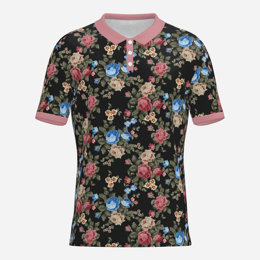 Retro Black Floral Polo Shirt UPF 50+ Sun Protection Unisex Polo