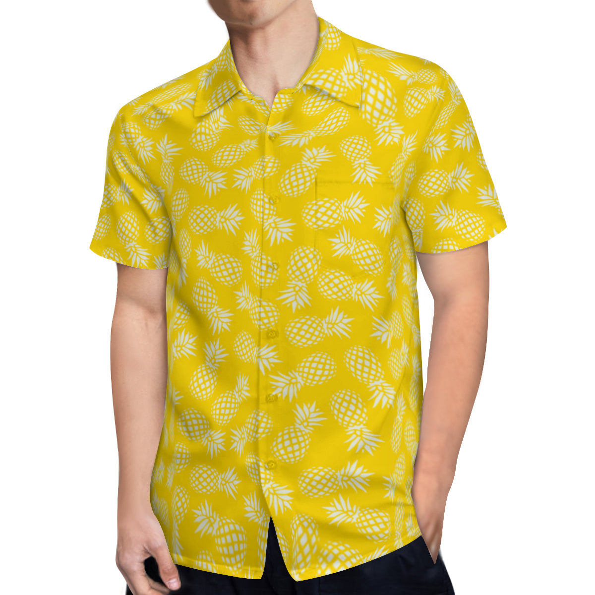 Pineapple Shirt Men, Hawaiian Shirt Men, Tropical Shirt Men, Neon Yellow Shirt Men, Pineapple Top men, Spring Summer Top Men, Neon Shirt Men