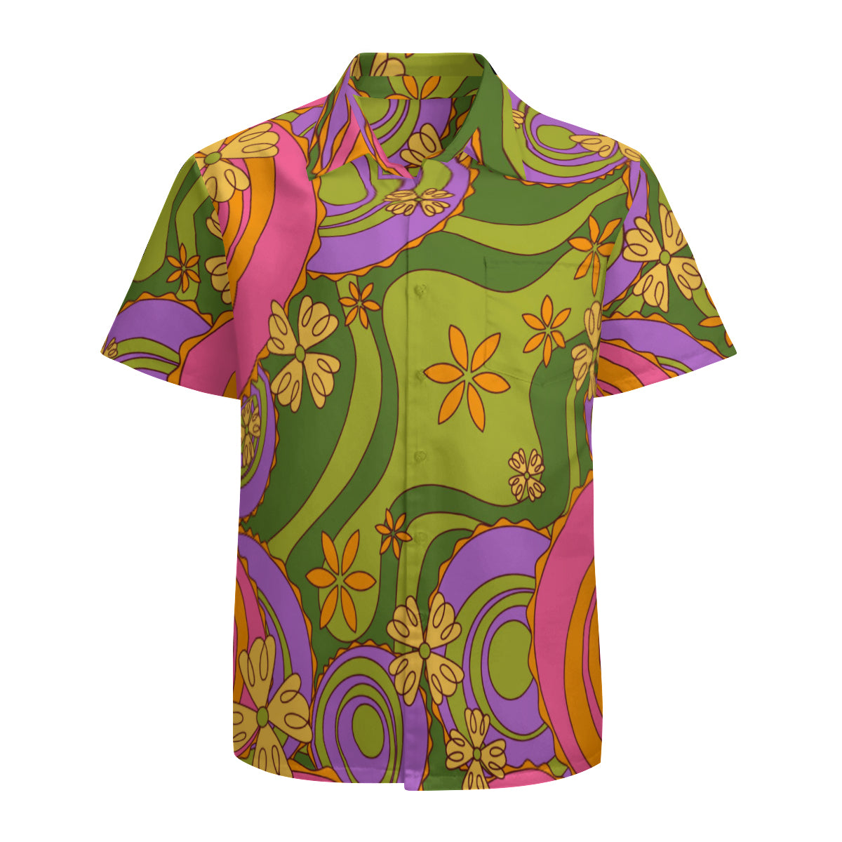 Boho Top Men, 70s clothing men, 70s shirt style, Floral Shirt Men, Hippie shirt, Neon Pink Green top, 70s Style Shirt Men, Bohemian Shirt