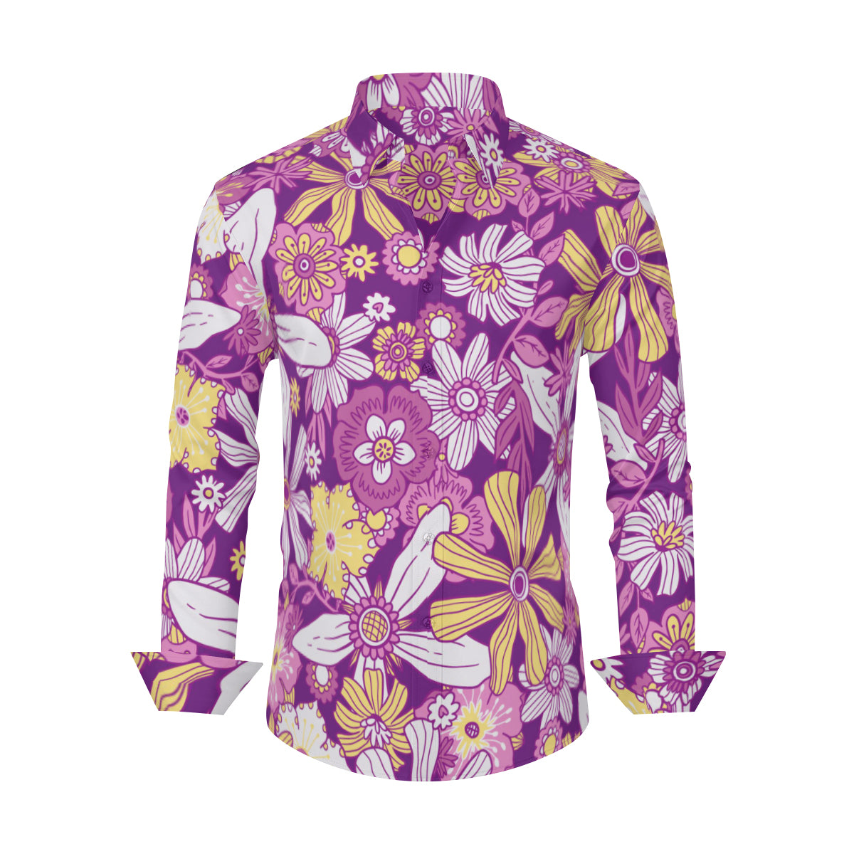 Vintage 70s style shirt, Retro Shirt Men, Purple Floral Shirt Men, Hippie Shirt Men, Purple Shirt Men, 70s Shirt Men, 70s inspired shirt