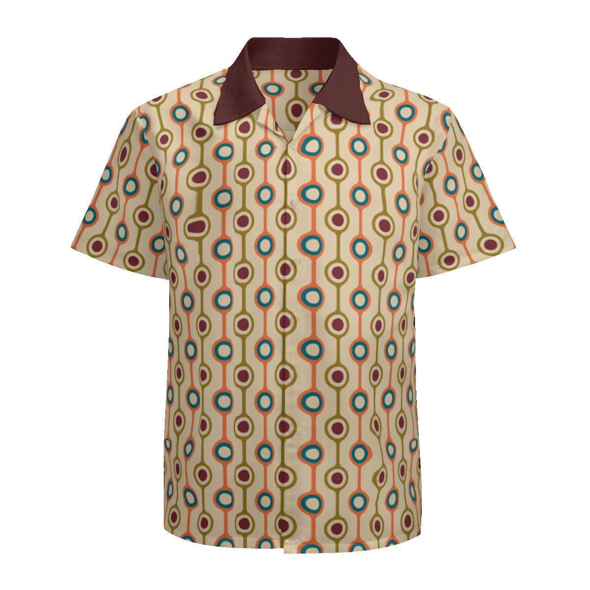 Mod Shirt Men, 60s Shirt style men, Retro Shirt Men, 60s style shirt, Vintage top Men, Vintage Style Top, Brown Geometric Shirt Men