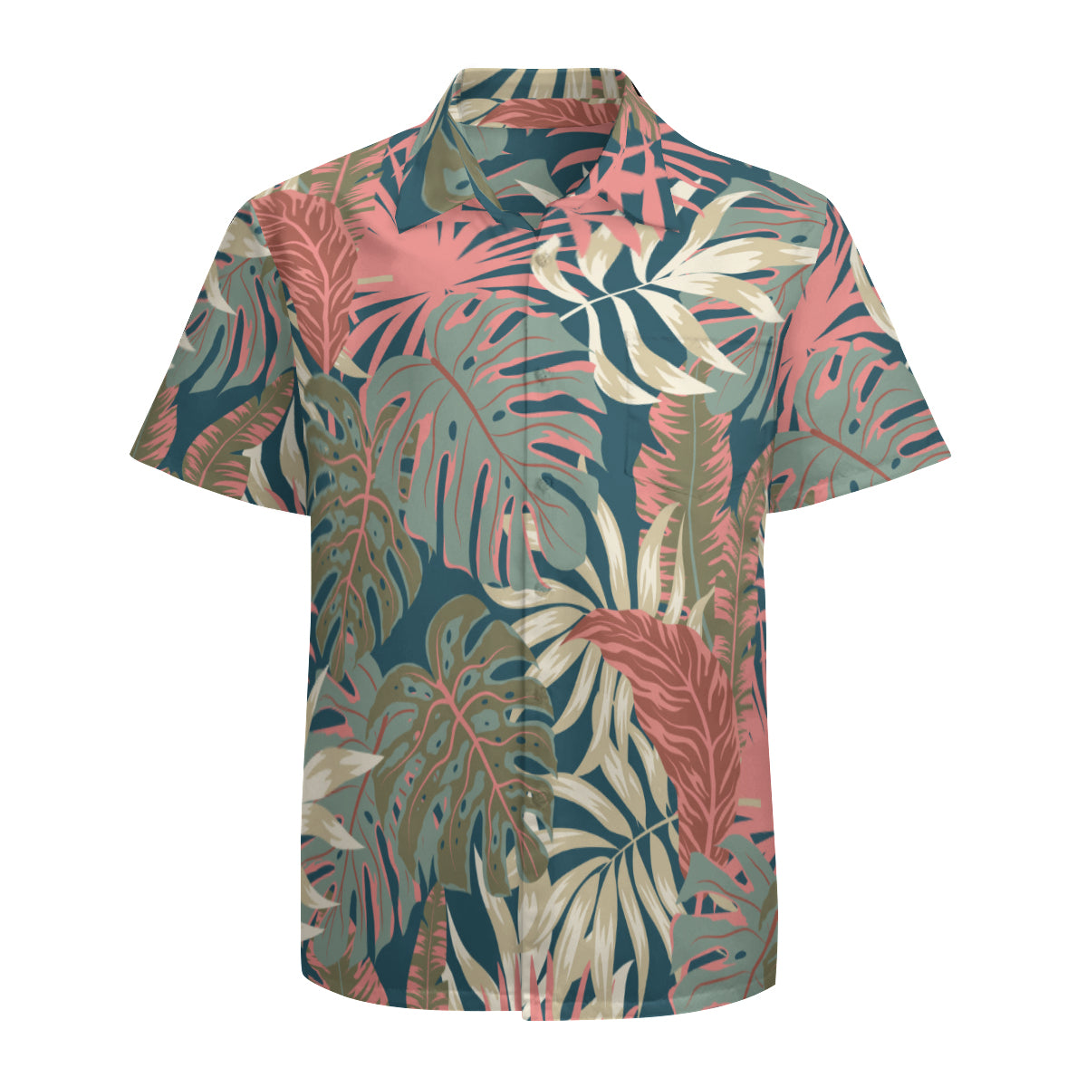 Hawaiian Shirt Men, Tropical Shirt Men, Leaf Shirt Men, Pink Teal Shirt Men, Nature Shirt Men, Spring Summer Shirt Men