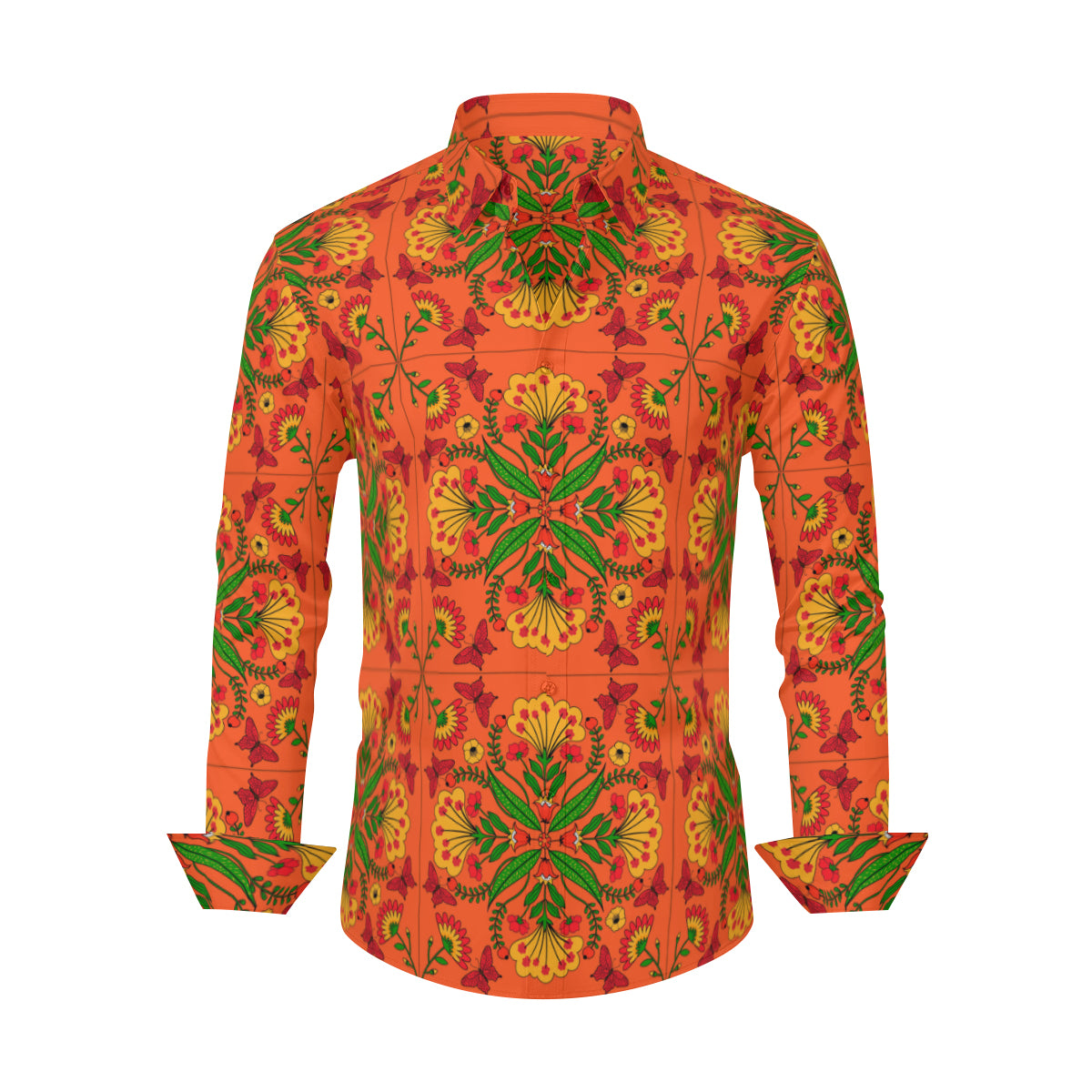70s Shirt Men, Boho Shirt Men, 70s Style Shirt Men, Orange Floral Shirt Men, Vintage 70s style shirt, Retro Shirt Men, 70s inspired shirt