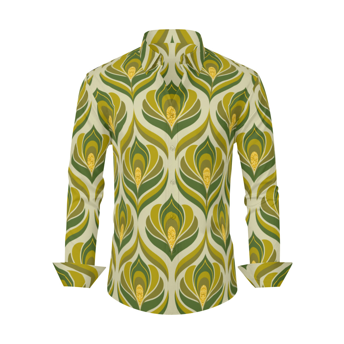 70s Clothing Men, 60s 70s style shirt, 70s Shirt Men, Green Damask Shirt, Hippie Shirt Men, Groovy Shirt Men, Retro Shirt Men, Boho Shirt