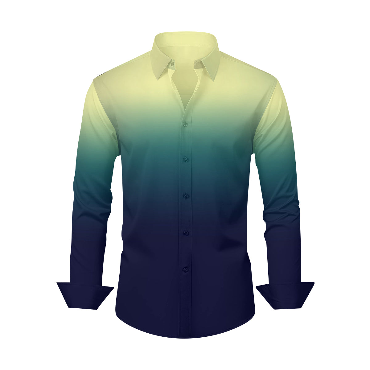 Yellow Blue Ombre Shirt Men, Men's Ombre Shirt, Unique Shirt Men, Artistic Shirt Men, Navy Blue Shirt Men, Blue Yellow Dress Shirt Men