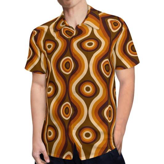 Vintage 70s style shirt, Retro Shirt Men, Hippie Shirt Men, Men's Brown shirt, 70s Shirt Men, 70s inspired shirt, Groovy Men's dress shirt