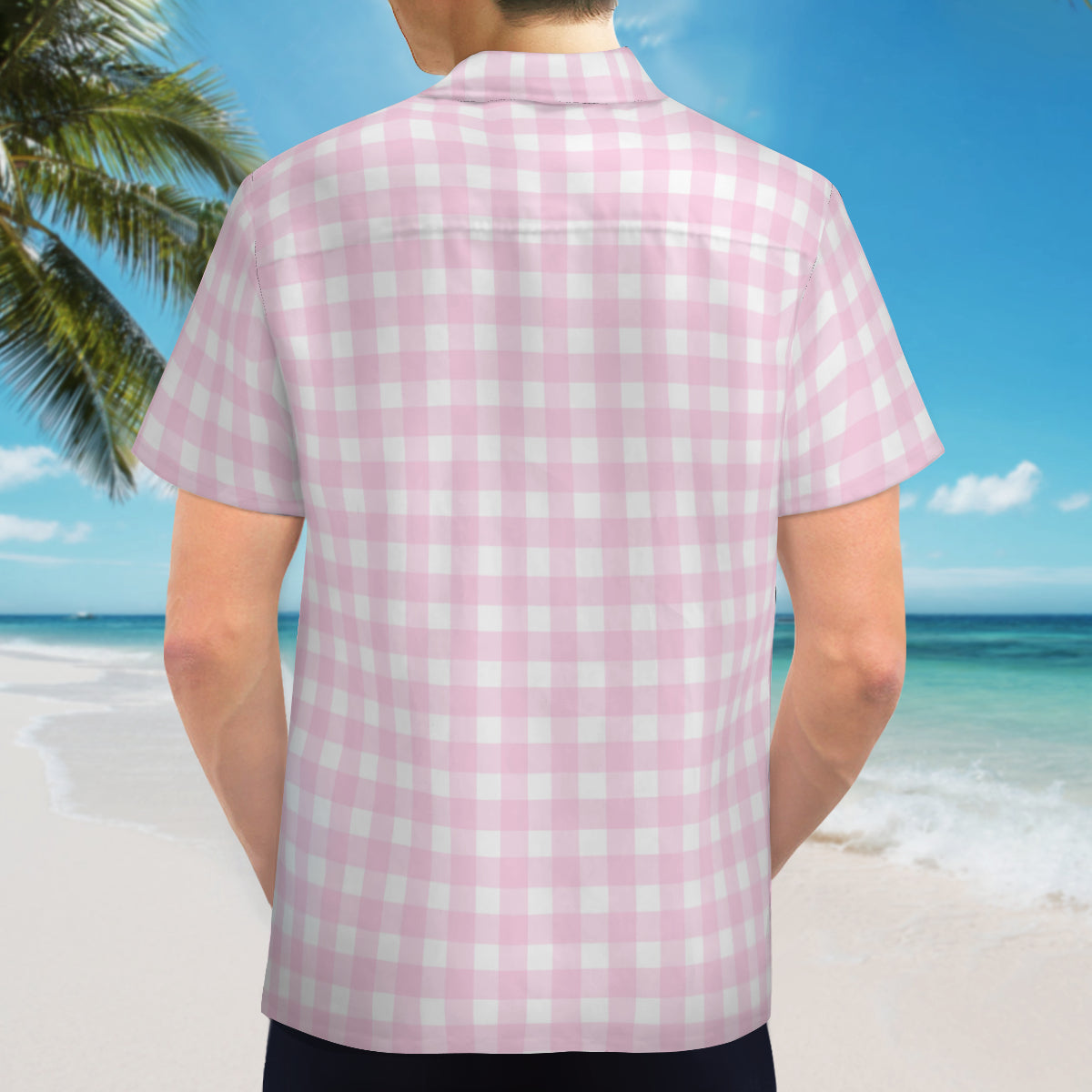 Pink Gingham Shirt Men, Retro Shirt Men, Pink Shirt Men, Vintage Style Shirt Men, Pink Top Men, Men's Gingham Shirt