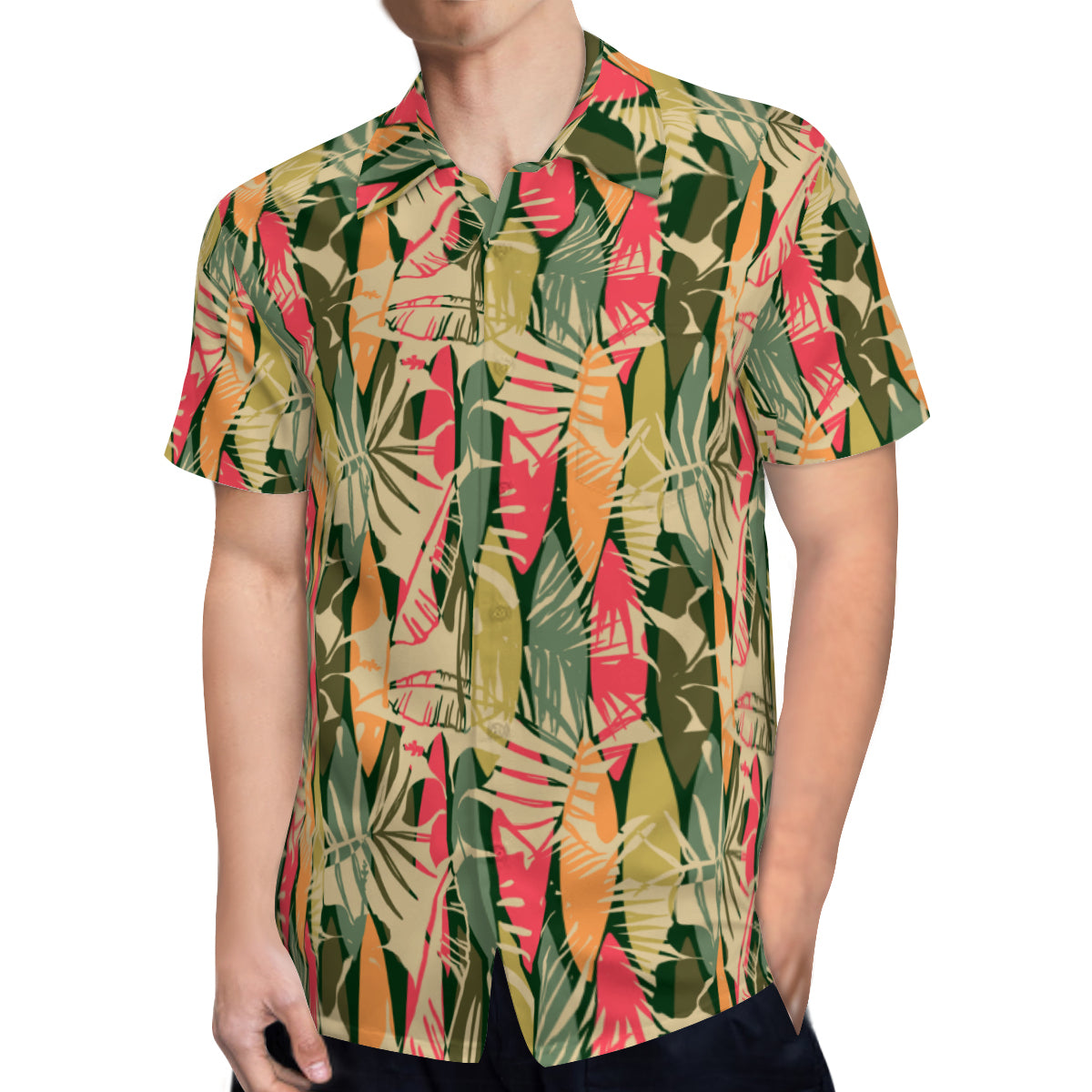 Boho Green Hawaiian Shirt for Men | Tiki Tropical Style | 70s Floral Hippie Clothing
