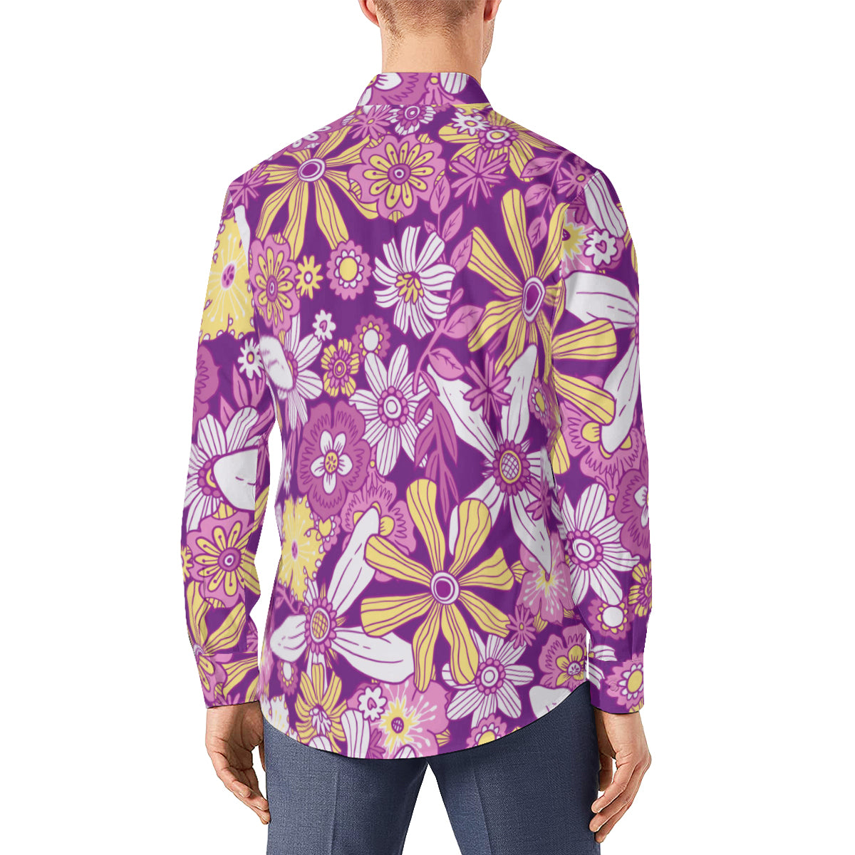 Vintage 70s style shirt, Retro Shirt Men, Purple Floral Shirt Men, Hippie Shirt Men, Purple Shirt Men, 70s Shirt Men, 70s inspired shirt