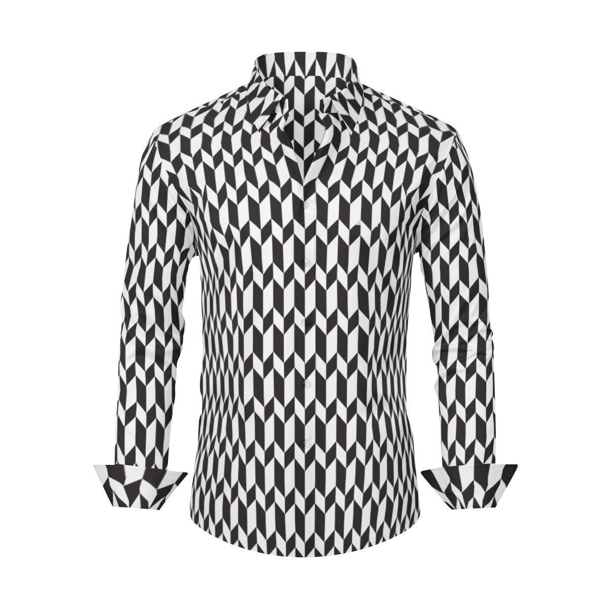 Black and White Shirt Men, Geometric Shirt, Opt Art Shirt, High Fashion Shirt Men, Modern Retro Shirt, Men's Black Dress Shirt