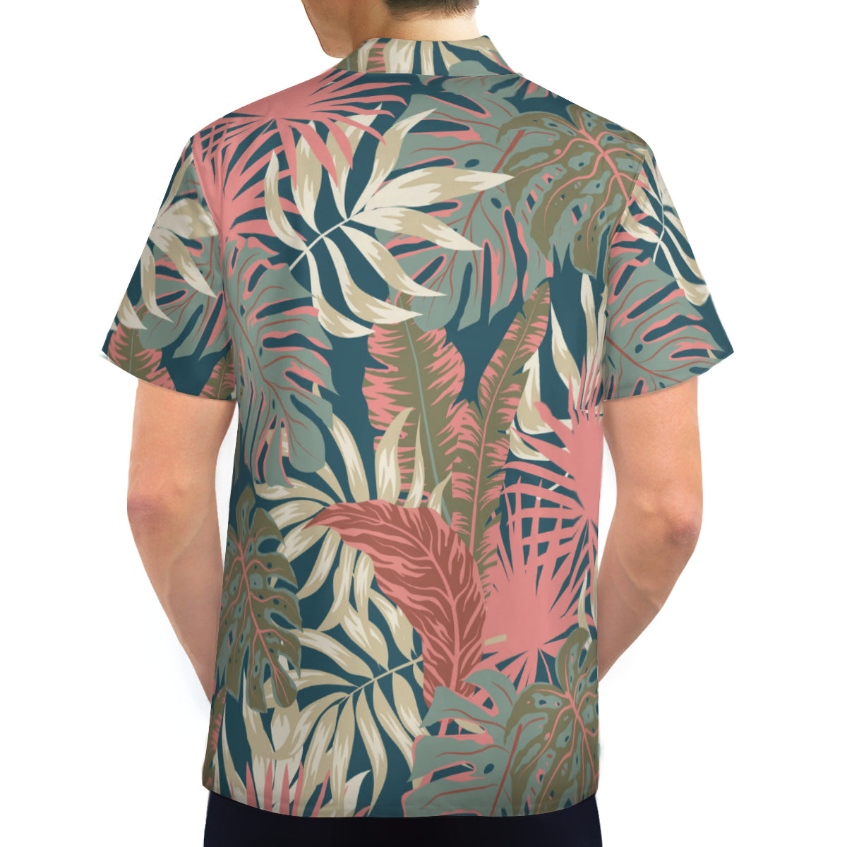 Hawaiian Shirt Men, Tropical Shirt Men, Leaf Shirt Men, Pink Teal Shirt Men, Nature Shirt Men, Spring Summer Shirt Men