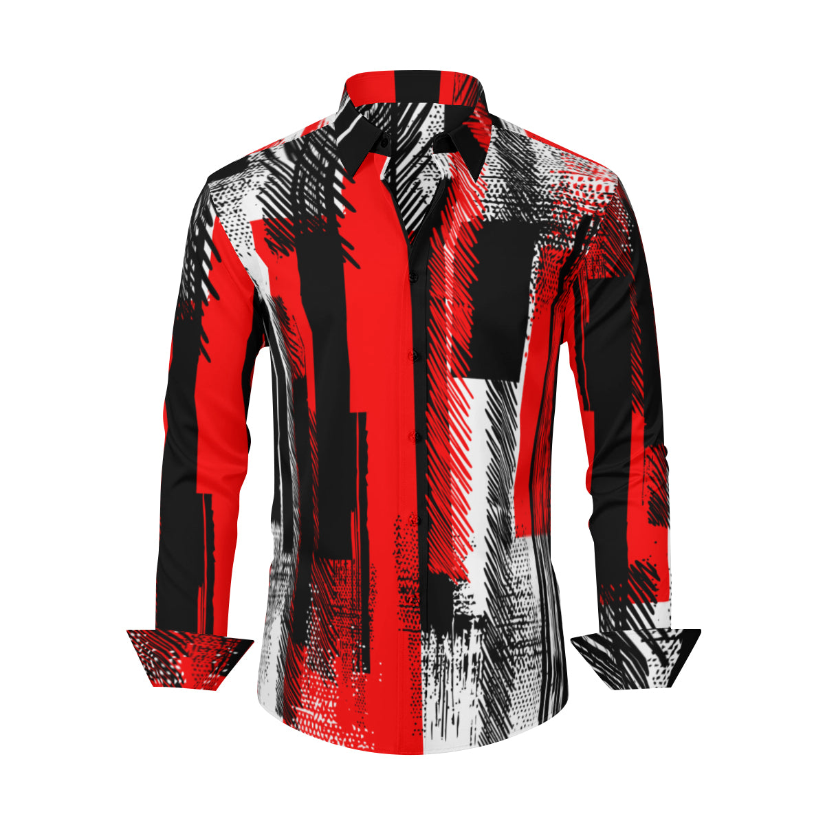 Red Black Shirt Men, Grunge Shirt, 90s shirt style, Abstract Shirt Men, Abstract black shirt, Unique Shirt Men, Rocker Shirt, Edgy shirt